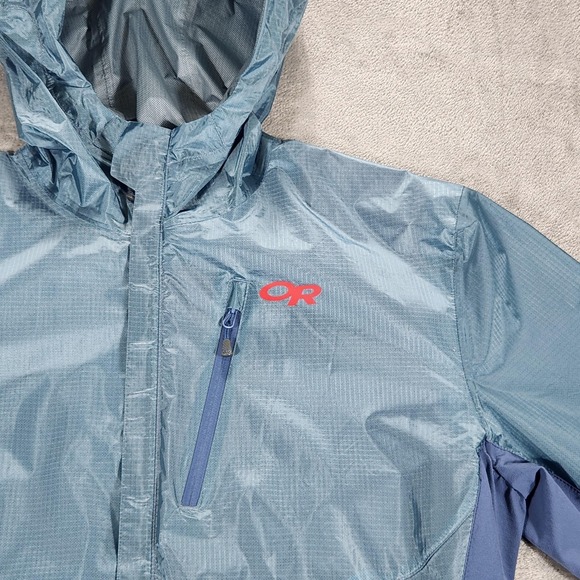 Outdoor Research Helium Hybrid Jacket Mens Medium Blue Hooded Pertex Shield - Picture 5 of 16